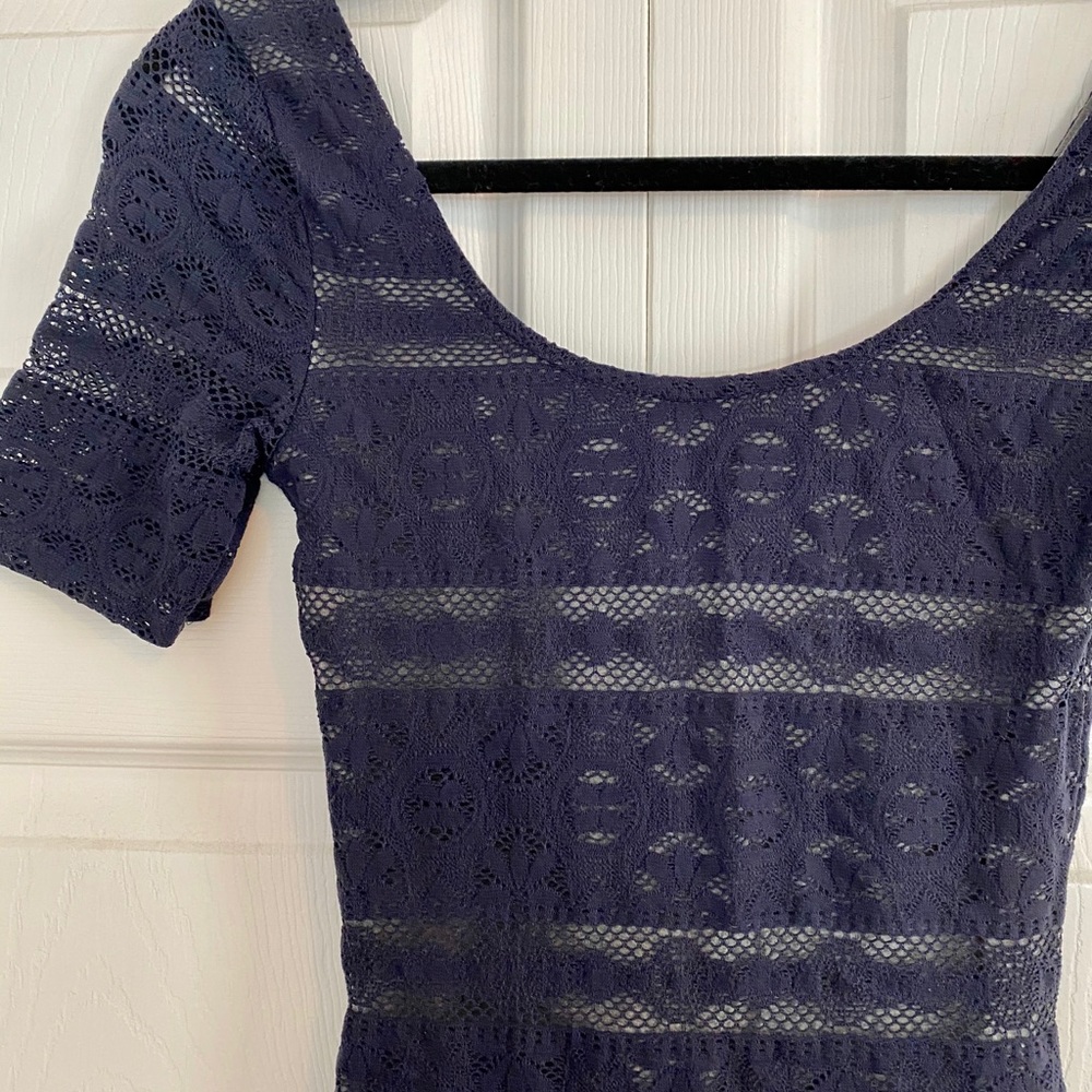 Navy Blue Lace Bodycon Dress. Size XS